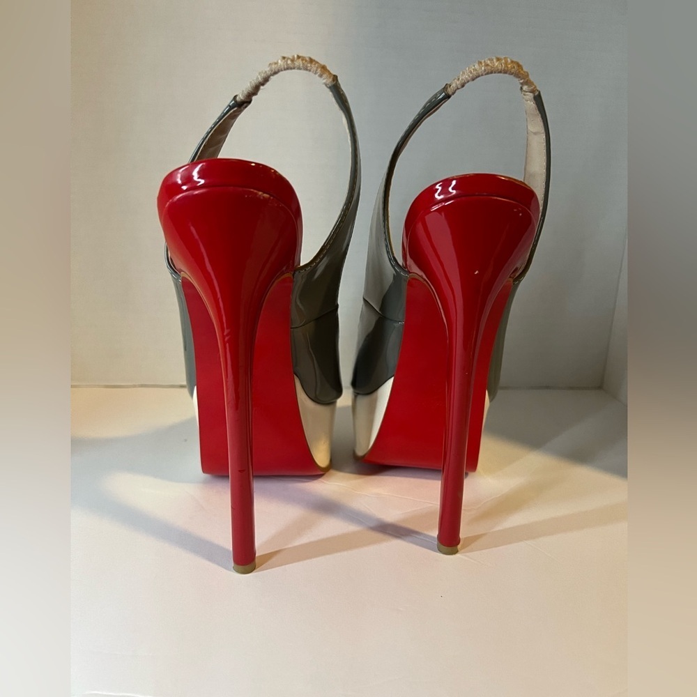 Christian Louboutin Tricolor patent Leather Lady peep toe Plataform sandals - Picture 12 of 12